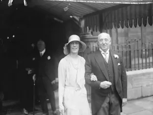 Secret wedding of popular M P. The bride and bridegroom, Sir John Ganzoni, M P