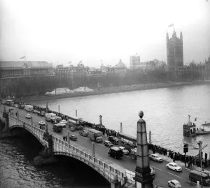 Aerial View Prints: Seen at Westminster today is part of the endless queue waiting to file silently into