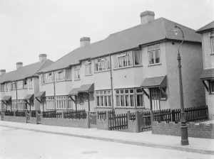 Semi detached houses on Savoy Road in Dartford, Kent. 1939