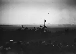 Sensational Grand National. Some of the field taking the famous Bechers Brook