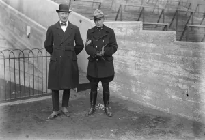 Sergeant Sampson ( Uniform ) with inspector. C H Hill who controls the visiting