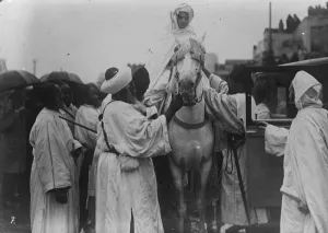 Setting out for his sunburnt southern capital. The young Sultan of Morocco, photographed