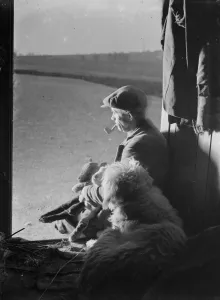 Shepherd at night, Farningham. 1934