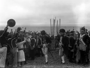 Re - shooting the Nelson film that was destroyed by fire. Storming the Mole
