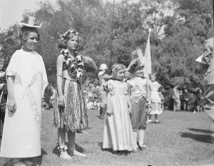 Sidcup fete in Kent. The fancy dress parade. 1939