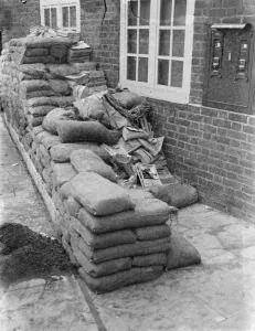 Homefront Prints: Sidcups General Post Office protected with sandbags and telephone directories
