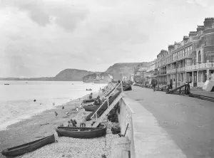 Boats Prints: Sidmouth seafront a town situated on the English Channel coast in Devon 1925