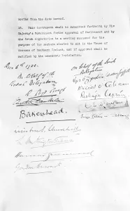 The signatures of the historic agreements between the government and Sinn Fein