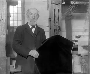 Silk velvet weaving at Sudbury, Suffolk. 31 January 1920