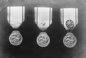 Three Prints: SIlver gilt medal of the 1st class of the Reconnaissance Francais which has been