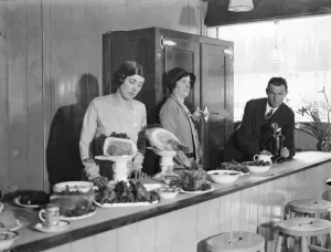 Cheers! Vintage Food And Drink Prints: Sir CHarles Burdett and Baroness Poppy Rednig Von Trebnitz run restaurant in the city
