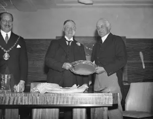Adult Prints: Sir Enoch Hill, President of the Halifax Building Society ( Left ) presenting a