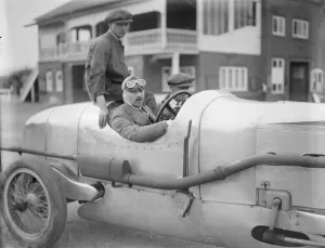 Sir Gunter in his silver vauxhall. Greyhound. 3 April 1926