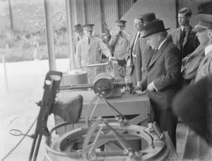 Sir Howard Kingsley Wood, the Secretary of State for Air, visiting the Vickers
