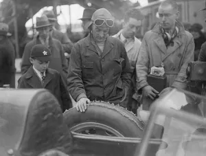 Sir Malcolm Campbell damages tyres on concrete surface of Brooklands track