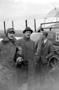 Air And Flying Machine Prints: Sir Sefton Brancker (centre) with Mr Alan Cobham ( pilot ), left, and his machanic