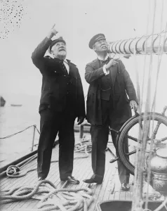 Sir Thomas Lipton on the Shamrock. Sir Thomas Lipton inspected his yacht