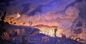 Europe Prints: Sir William Hamilton with Royal Famly at Vesuvius