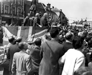 Flag Prints: Sir Winston Churchill at a Carnival in Westerham Kent Churchill, Winston Leonard