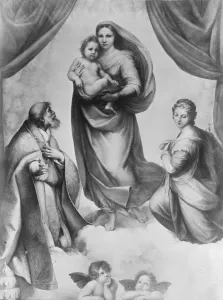 Prints of The Sistine Madonna an oil painting by the Italian artist Raphael 1919 1920s Prints: The Sistine Madonna an oil painting by the Italian artist Raphael 1919