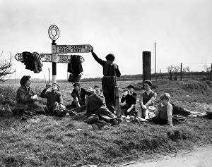Grass Collection: Sixteenth W. Kent Lifeboy Company take a rest at Horton Kirby on Easter Monday while