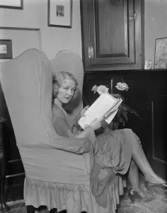 Actor Actress Prints: The sleeping beauty at home. Miss Eve Gray, who has been chosen to play the part