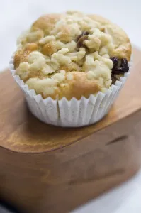 Sweet Prints: Small currant muffin topped with grated apple credit: Marie-Louise Avery / thePictureKitchen