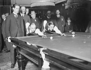 Competition Prints: Smith versus Newman Billiard Match at Burroughes Hall, St James street left to right