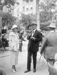 Wealthy Prints: Society at Aix Les Bains Sir Austin Harris with his daughter 7 August 1923