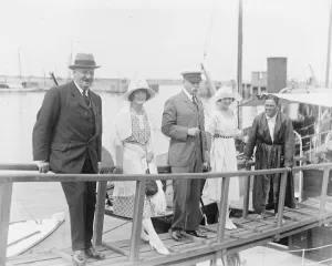 1920s 1920s 20s 20s Prints: Society at Deauville. Sir Francis Lloyd with friends on the gangway of Captain