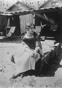 Society at Lido, Venice. Lady Abdy on the famous sands. 7 September 1925