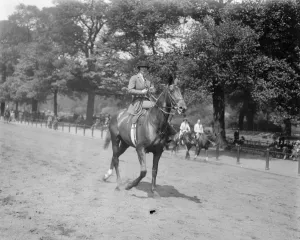 Society in the Park. Lady Wimborne riding in the Row. 16 May 1924