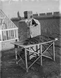Oven Prints: Soil sterilisation oven at the Swanley Horticultural College, Swanley, Kent. 1935