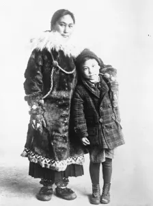 Indigenous Prints: Sole survivor of Wrangel Island tragedy. Ada Blackjack, Eskimo seamstress, and her son