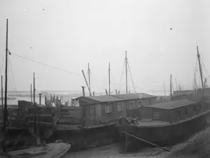 Solving the housing problem. In Bugsbies Reach, Charlton, hundreds of old barges