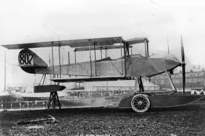 Beach Prints: Sopwith folding - wing, two - seater seaplane with a 100 hp Gnome Monosoupape engine