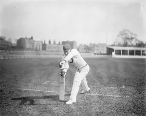 The South African cricket team at practice at Kennington oval. T A Ward playing forward