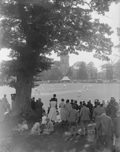Adult Prints: Southborough Green, Scene of men versus women charity cricket match 5 September 1934