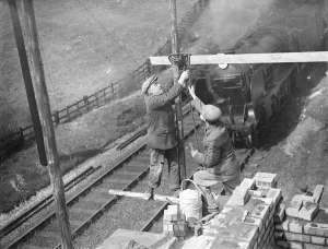 Southern rail electrification at Polhill, Kent. 1933