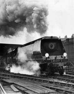 Travel Prints: A Southern Region Merchant Navy class locomotive taking the Royal Scot out of Euston