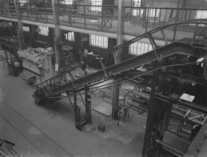 Sovex Ltd moving belt escalator in Erith, London. 4 April 1939