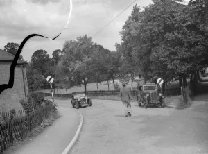 Speed limit signs in Farningham, Kent. 1939