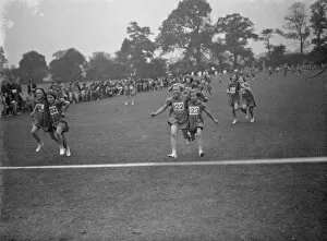 Spectator Collection: Sports day at Hillside School in Eltham, Kent. The three legged race