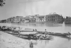Boats Prints: Srinagar, Kashmir. Sher Garhi ( Lions House ) assigned by the Maharajah as