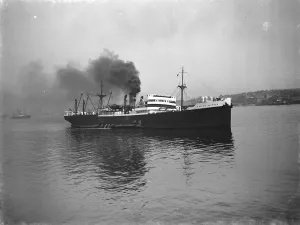 Plane Prints: The SS Pacific Shipper passes Gravesend with a list to port and a Lockheed Hudson