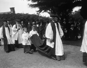 At St Asaph Cathedral, Wales, Dr Edwards going to the cathedral to be enthroned