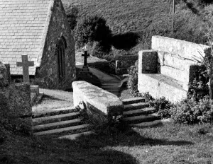 Religious Prints: St Levan Church near Penzance, Cornwall The cattle grid has been in existence for