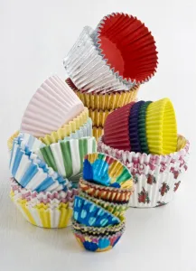 Kitchen Prints: Stacks of decorative paper and foil cake and muffin cases credit: Marie-Louise