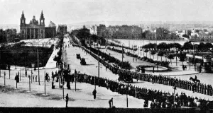 A state procession by motor car The Duke of Connaughts arrival to Malta. January