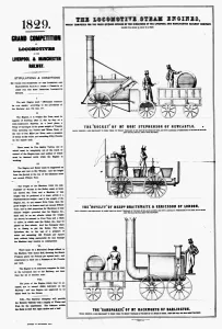 19th Century Prints: The three steam locomotives which competed in the Liverpool and Manchester Railway